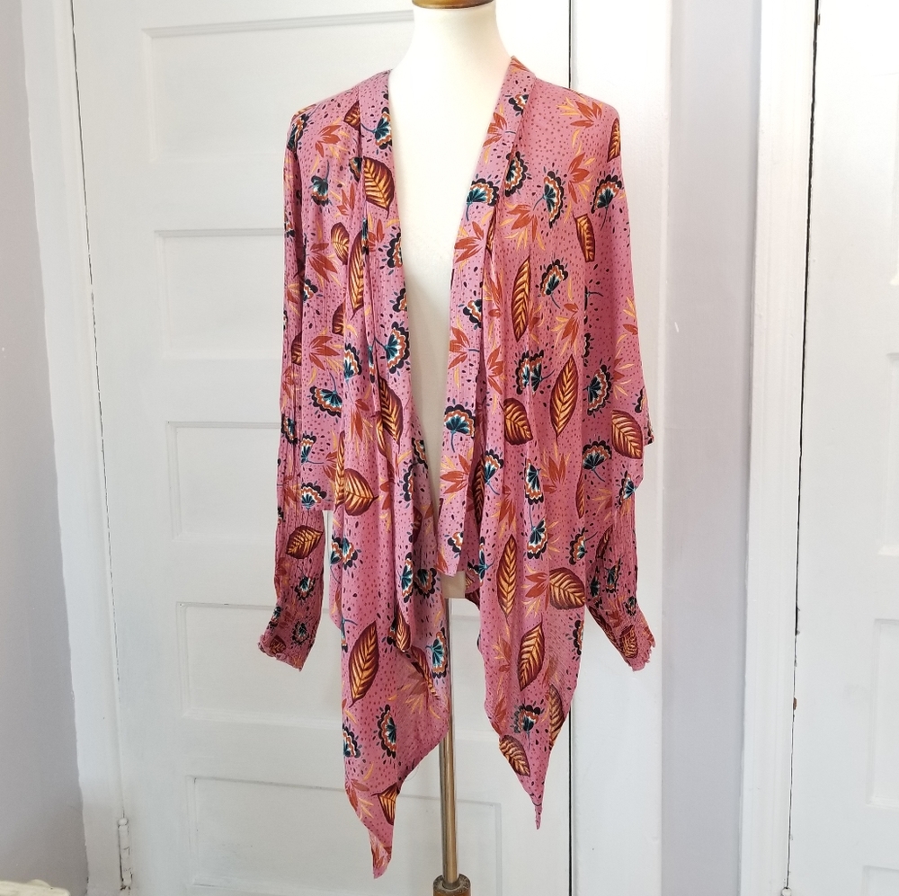 Patrons of Peace Floral Open Front Cardigan, M